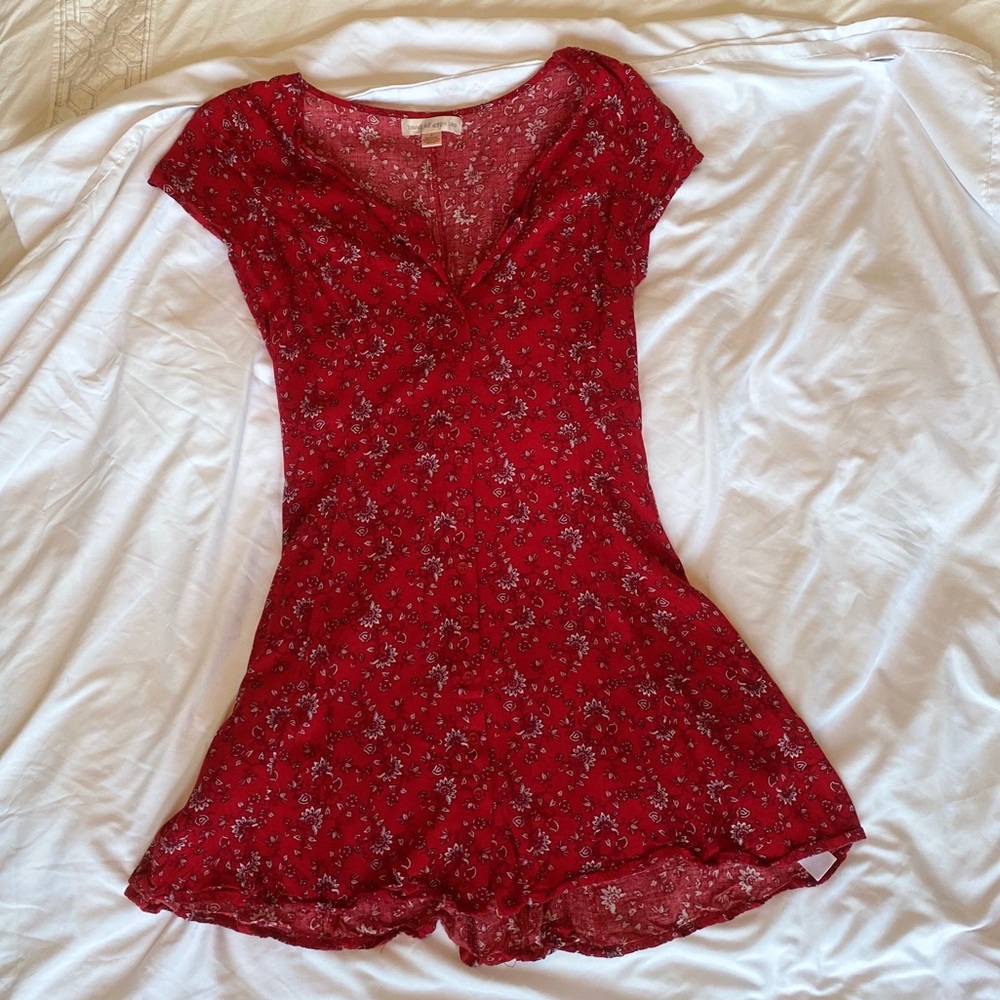 Button front mini dress w/ POCKETS & corset back